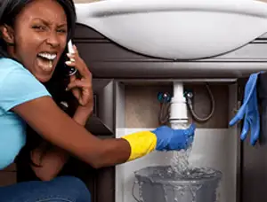 Emergency plumbing repair for a leaking sink drain under a bathroom vanity in Bradenton, FL